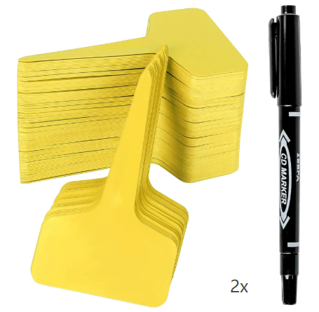 Yellow 200 Pack Waterproof Plant Labels T-Type Garden Tags with 2 Marking Pens for Succulents Flowers Seedlings and Aussie Home Gardening Identification