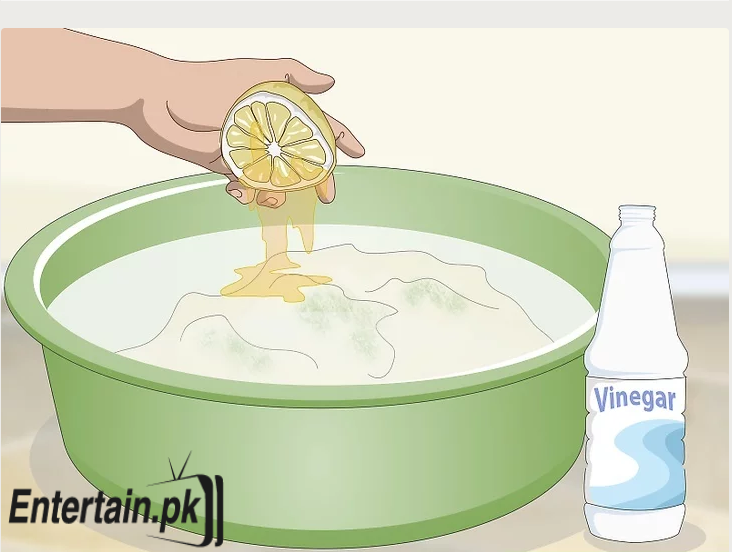Add white vinegar or lemon juice to the soak water to fade stains and debris