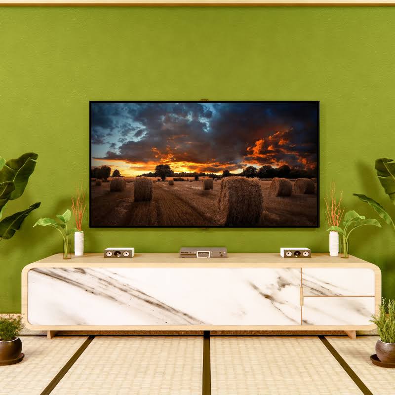 Close-up do design fino e do bezel do monitor
