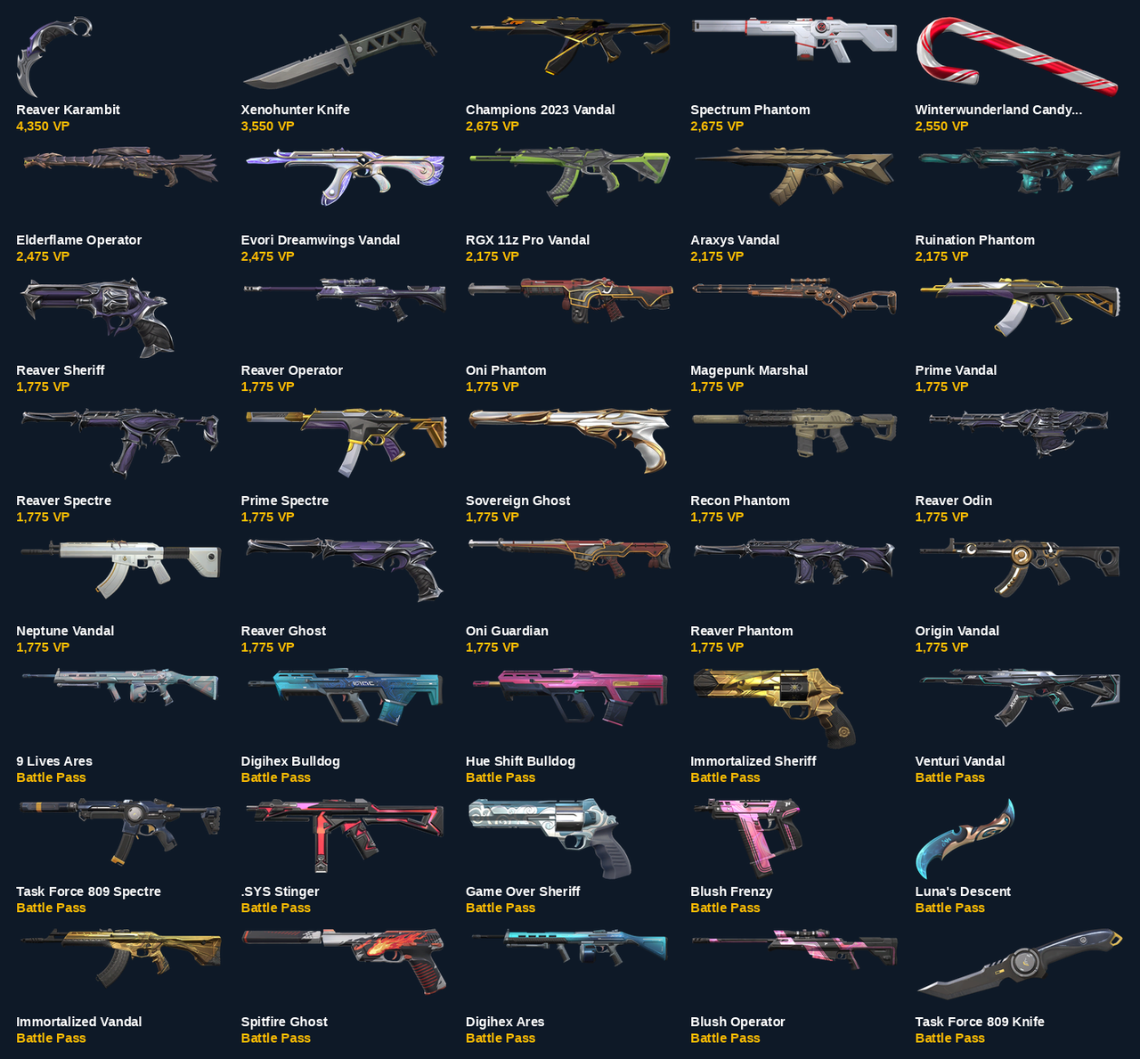 NA | 244 lvl | 103 skins | Reaver Karambit, Xenohunter Knife, Champions 2023 Vandal, Spectrum Phantom, Winterwunderland Candy Cane, Elderflame Operator, Evori D