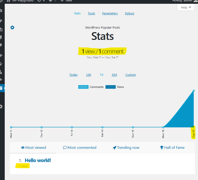 The Hello World post with the embedded post