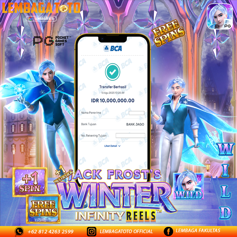 BUKTI JACKPOT 14 AGUSTUS LEMBAGATOTO JACK FROST'S WINTER  Rp.10.000.000,- LUNAS