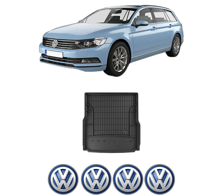 Tavita Portbagaj Volkswagen PASSAT B8 Variant (3G5, CB5) din 2014-2024, Protectie Portbagaj Auto, 4x Stickere auto cu Volkswagen