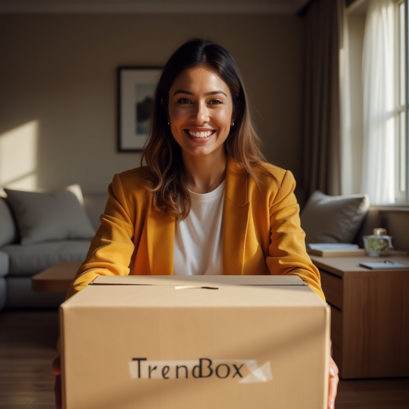 Happy Nepali customer at home opening package with DSers logo