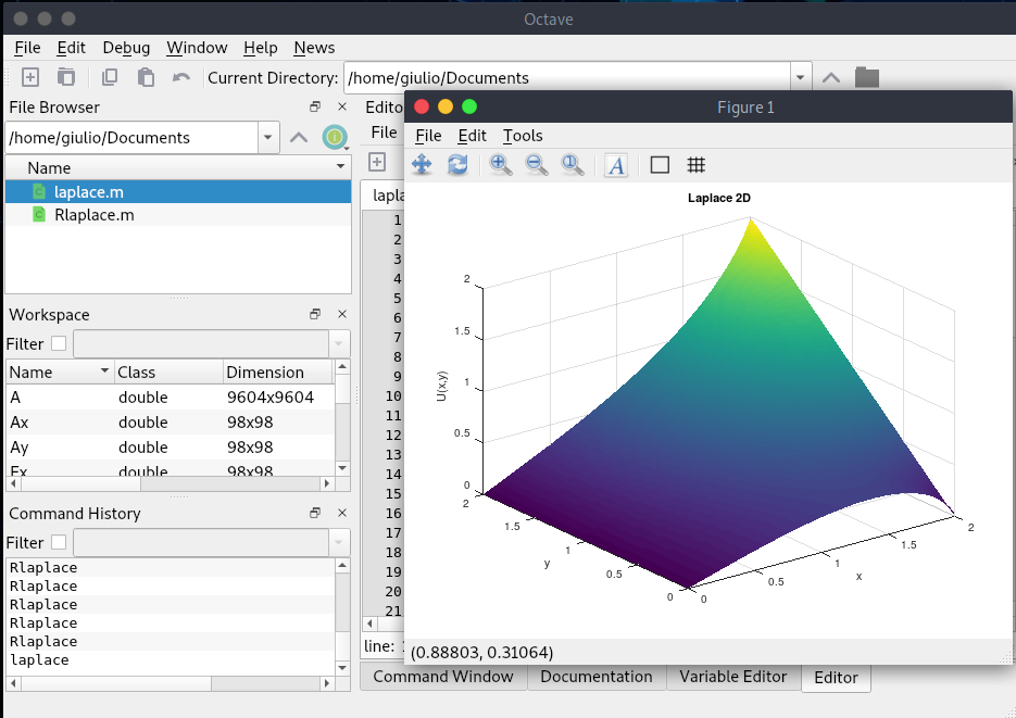 GNU Octave Laplace-2D screenshot