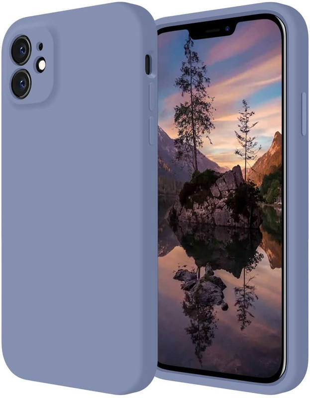 Cruzax Square Candy Compatible for iPhone 11, Premium Liquid Silicone Case with Camera Protection, Shockproof Full-Body Protective Back Cover with Soft Microfiber Lining | 6.1 Inch - Lavender Grey