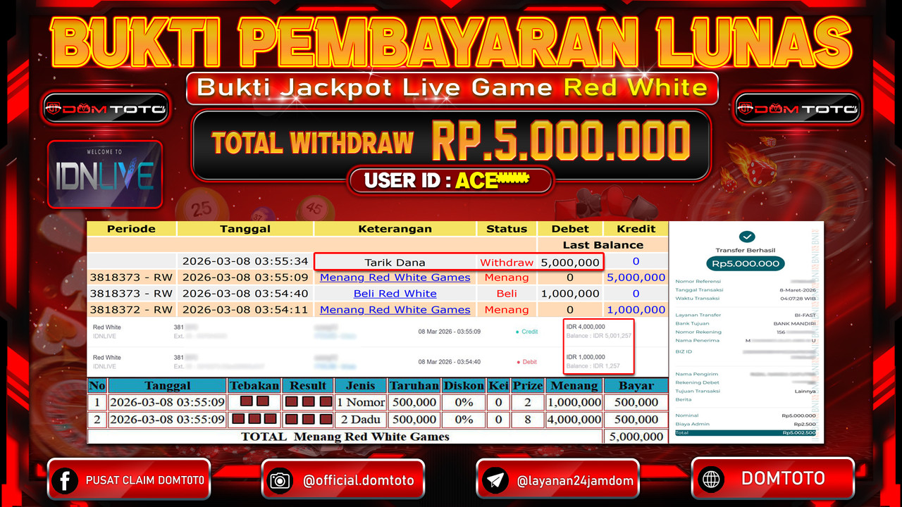 JACKPOT LIVE GAME RED WHITE GAMES 08 MARET 2026