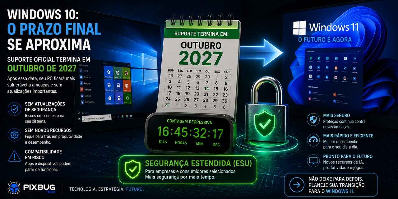 Windows 10 ganha extensão de atualizações de segurança até outubro de 2027: o adeus adiado da Microsoft