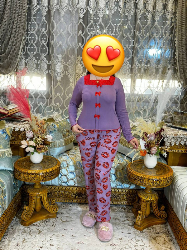 بيجامة قماش مضلع فاخرة