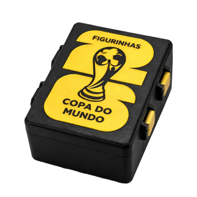 Caixa porta figurinhas preta com dourado