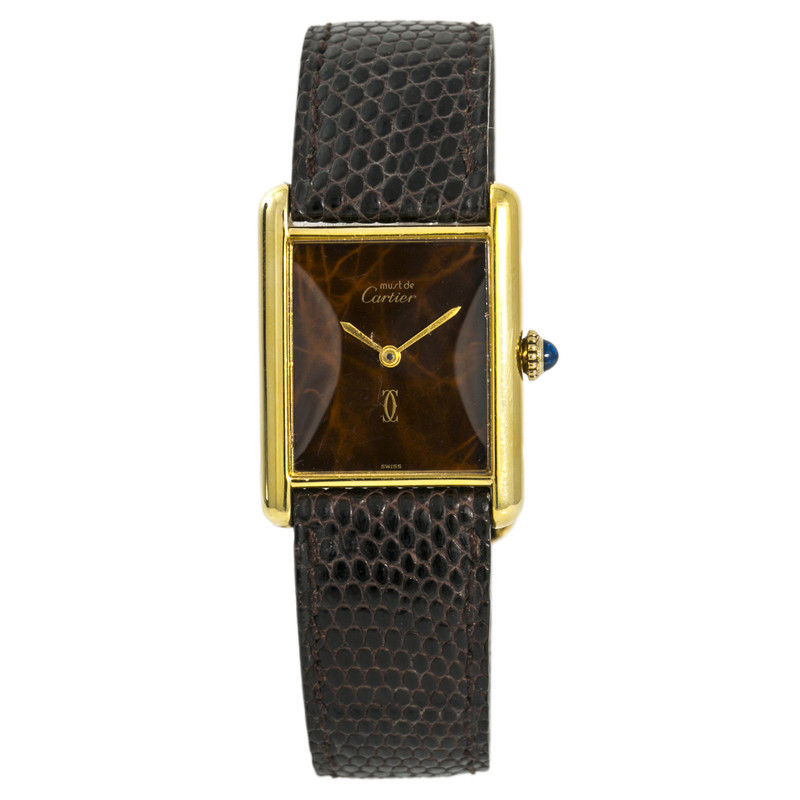 Cartier Tank Vermeil Wood Dial Womens 