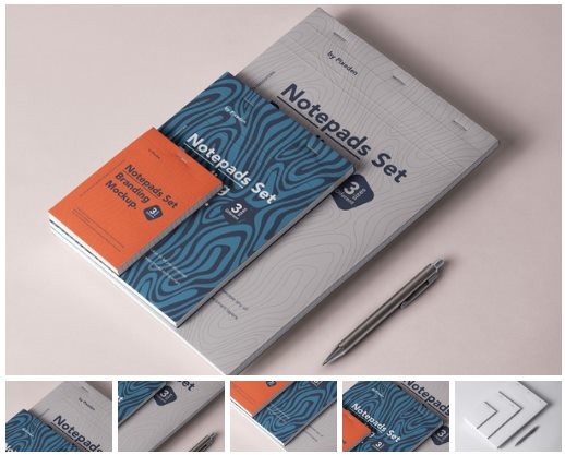 Pixeden Notepad Set Branding Mockup