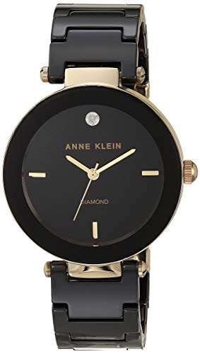 Amazon: Anne Klein Reloj de cerámica redondo, color negro diamond para mujer 
