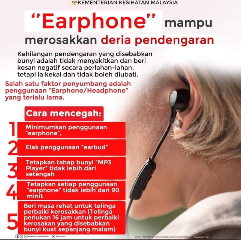 kurangkan kegunaan fon telinga