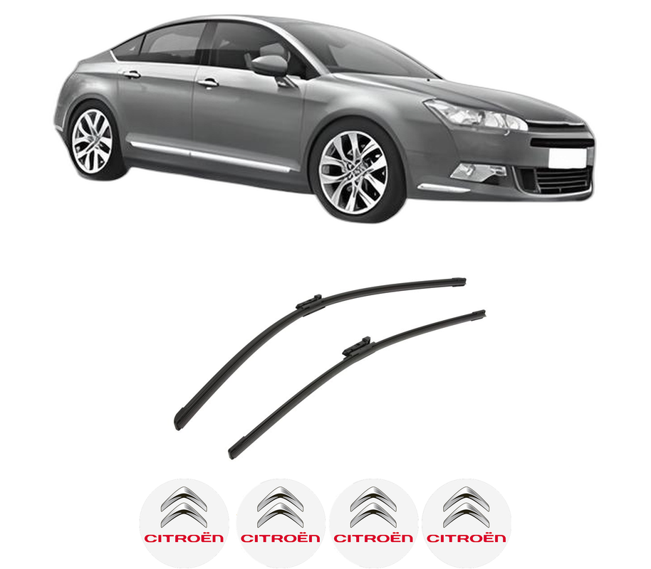 Set stergatoare auto CITROEN C5 III (RD_) din 2008-2017, pentru parbriz auto, 2 bucati, Bosch Aerotwin, din cauciuc siliconat rezistent, 4 Stickere Auto CITROEN