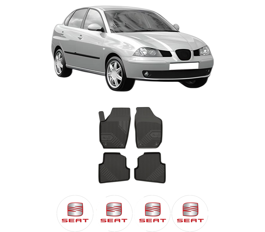 Set covorase presuri SEAT CORDOBA (6L2) din 2002-2009, auto, din cauciuc thermoplastic, 4 Stickere auto cu SEAT