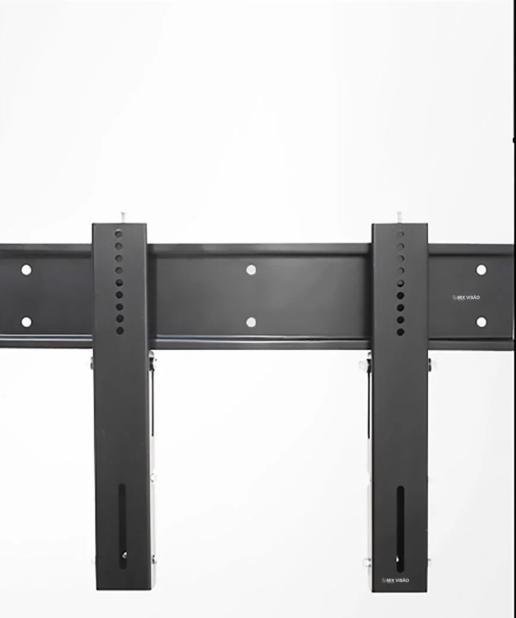 Suporte retrátil para video wall vertical em detalhe técnico de furação
