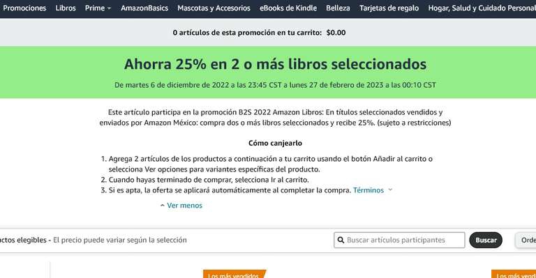 Amazon: Listado parcial de libros participantes en el Ahorra 25% en 2 o más libros seleccionados 