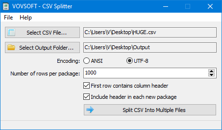 VovSoft CSV Splitter v1.7