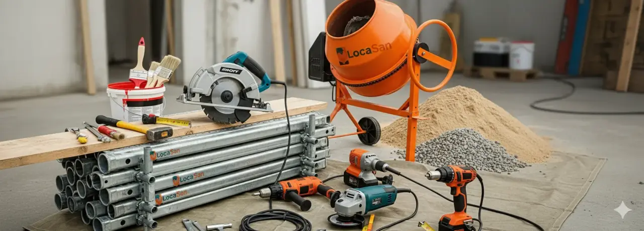 Ferramentas elétricas e andaime