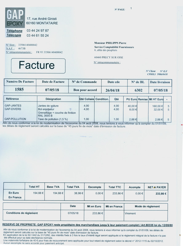 FACTURE JANTES PILOTE EPOXI GAP