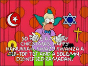 The Simpsons and Krusty attempting to be inclusive to all his viewers faiths