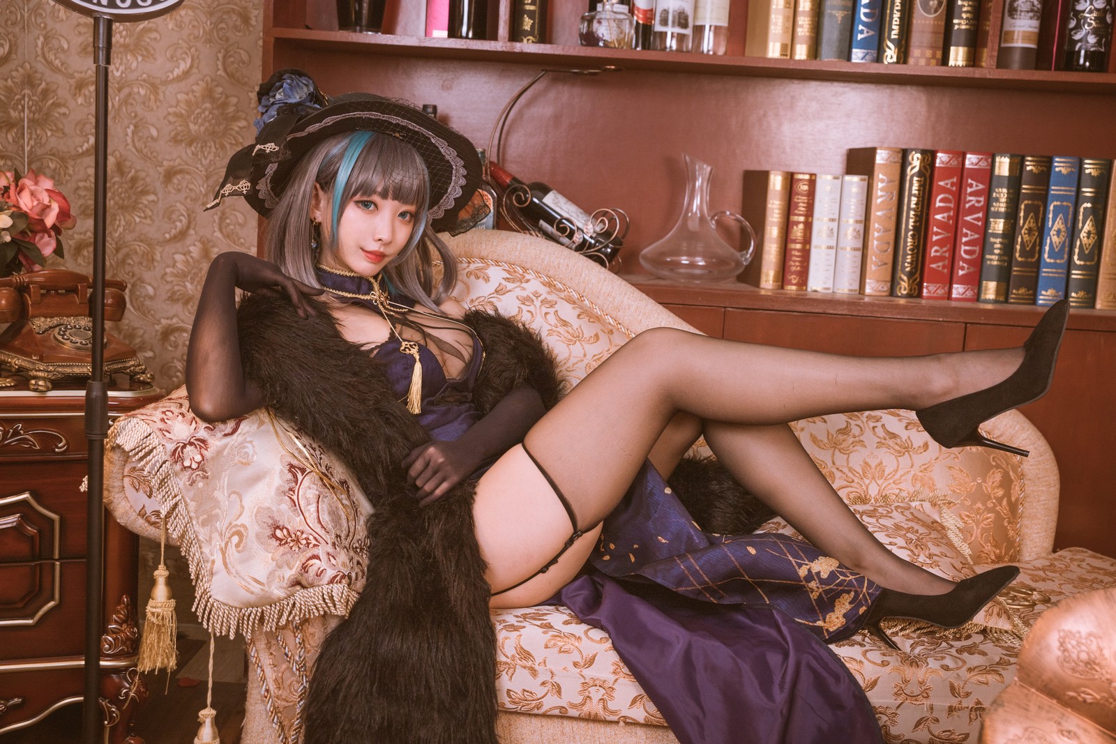 宮本桜 柴郡旗袍 Cosplay 写真｜音乐绚烂 Cait Sith 主题（20P｜409MB）插图8