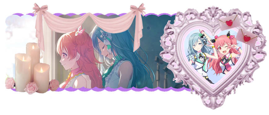 graphic of Shizuku Hinomori embracing Airi Momoi