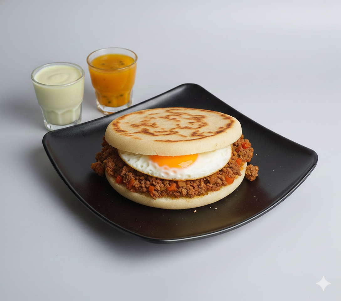 Arepa De Picadillo Y Huevo