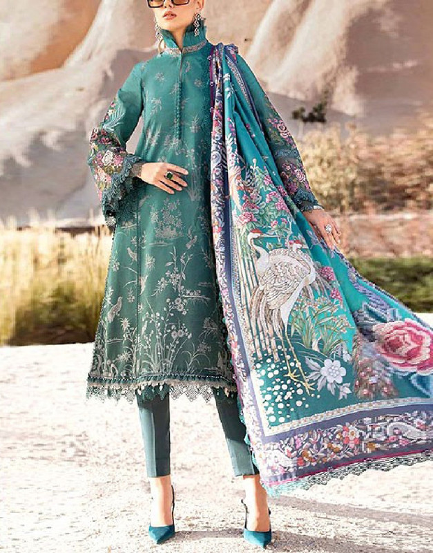 Elegant Printed Swiss Lawn Dress 3-Pc | Digital Print Silk Dupatta (2024)