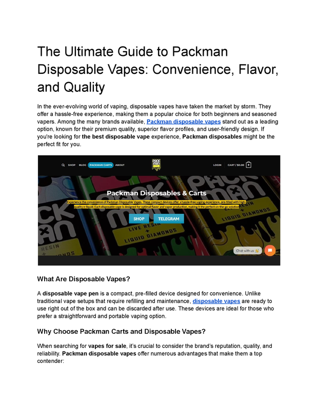 The Ultimate Guide to Packman Disposable Vapes_ Convenience, Flavor, and Quality