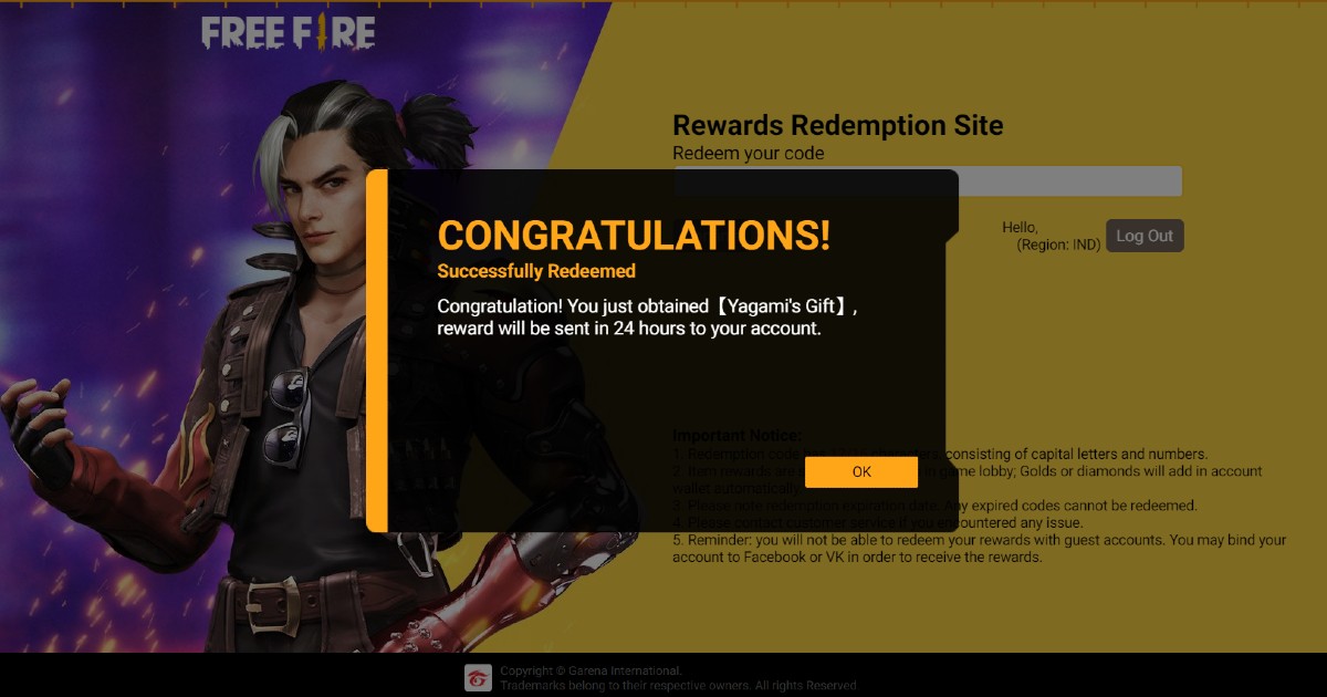 free fire redeem code