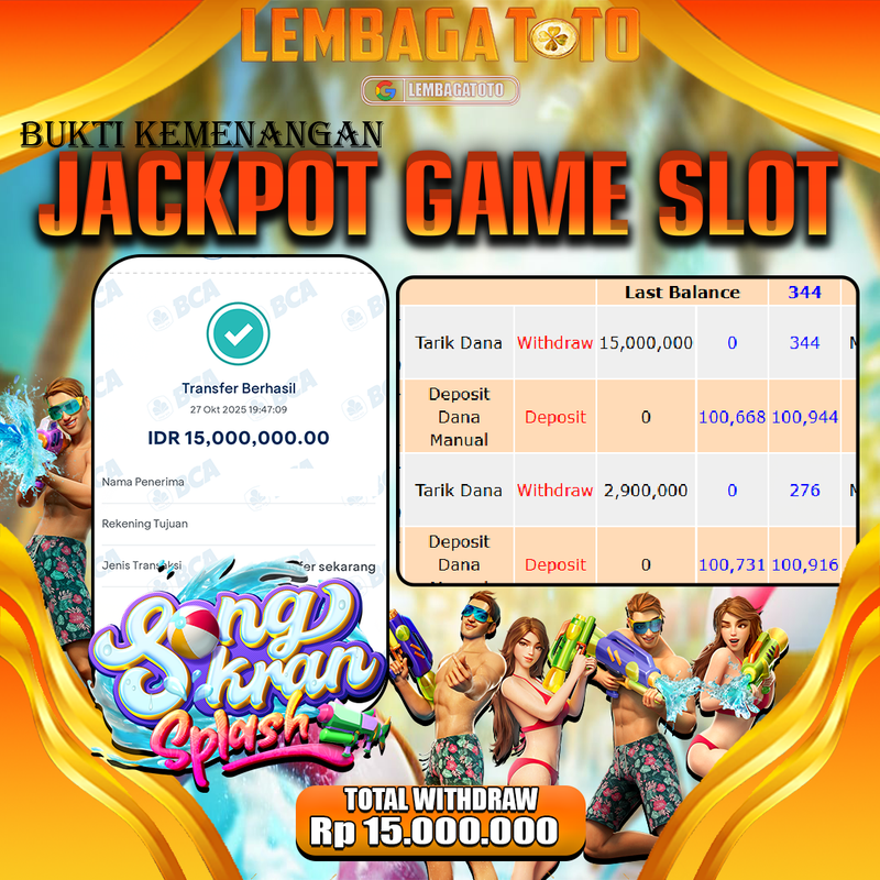 BUKTI JACKPOT 28 OCTOBER LEMBAGATOTO SONGKRAN SPLASH Rp.15.000.000,- LUNAS