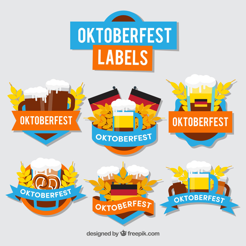 German party labels with flat design
