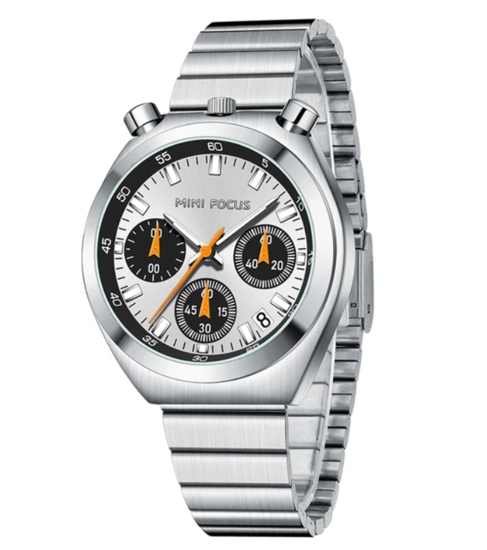 BNIB MINI FOCUS MF0491L QUARTZ TSUNO-BULLHEAD SPLIT CHRONOGRAPH