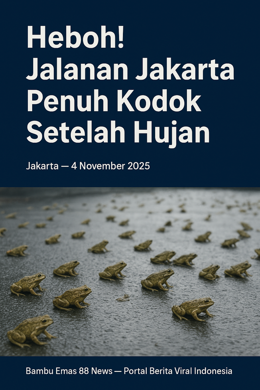 Jalanan Jakarta penuh kodok setelah hujan deras
