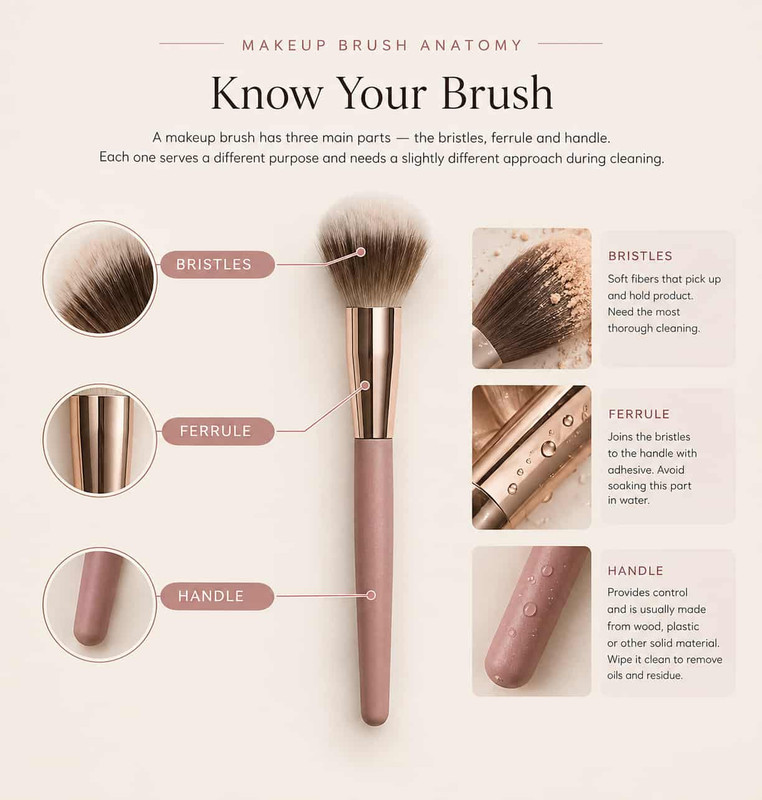 anatomy of makeup brushes, know your makeup brush before cleaning 