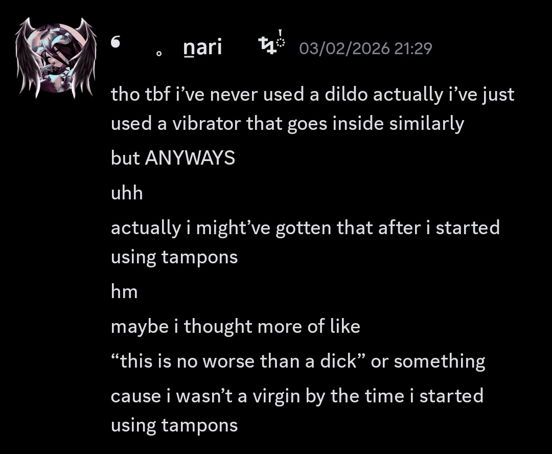 Nari discussing the usage of various sex toys as well as his virginity.