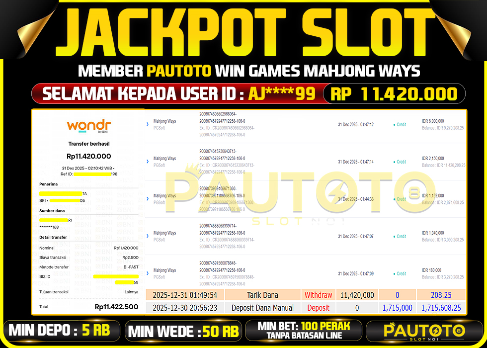 BUKTI JACKPOT LUNAS PAUTOTO