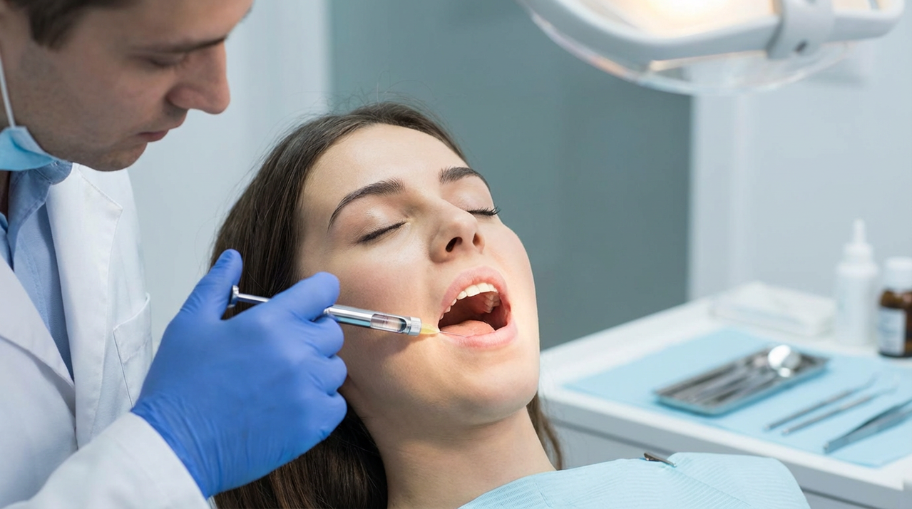 Введение анестезии при удалении зуба мудрости