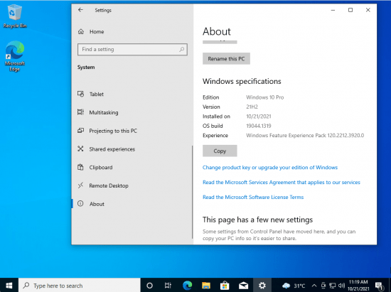 Windows 10 Pro 21H2 Build 19044.1319 + Office+Project+Visio 2021 En-US Pre-Activated