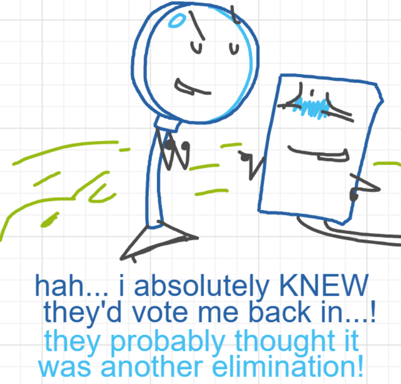A panel from You're In Danger, Boy, episode seven of the Board Boards object show by Furretwalk/WalkingFurret.