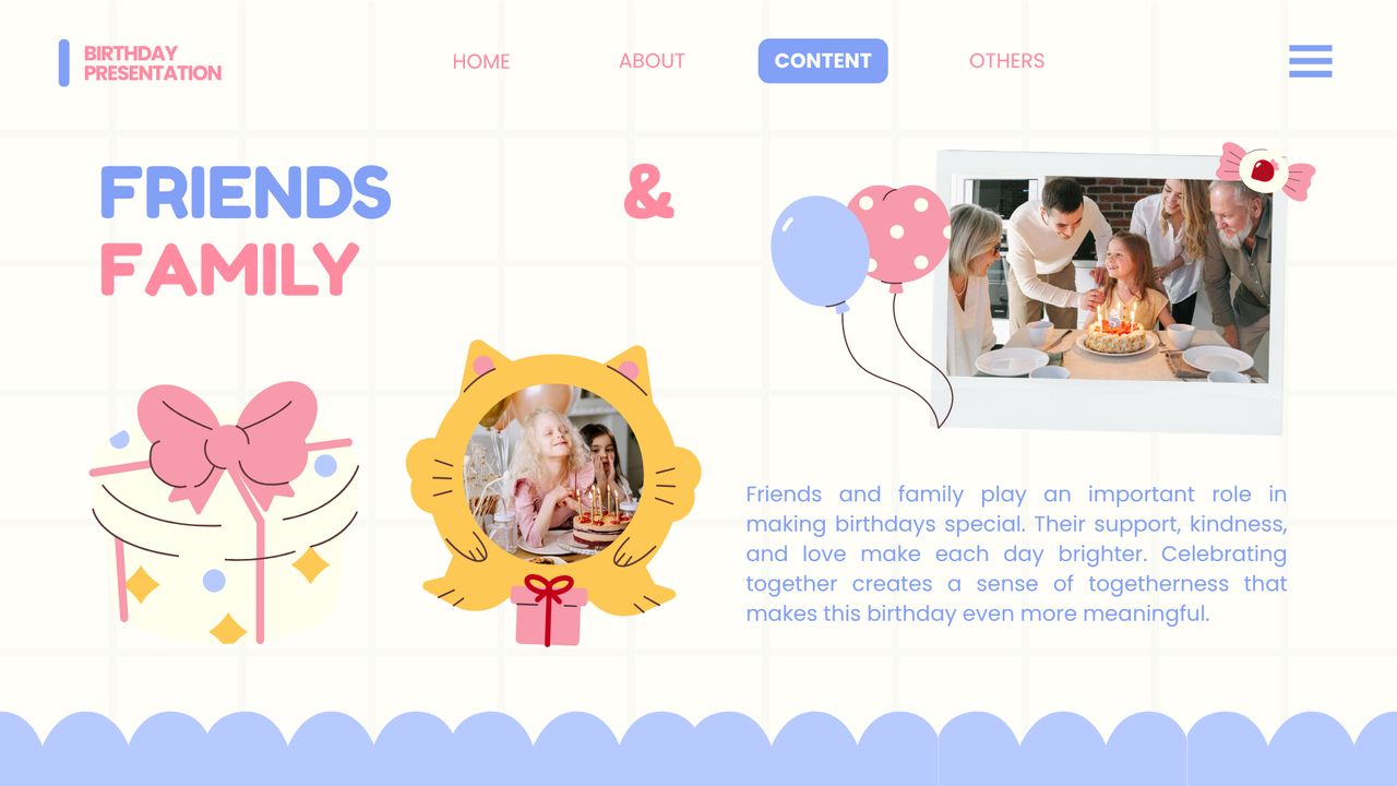 Blue and Pink Illustrative Playful Birthday Presentation