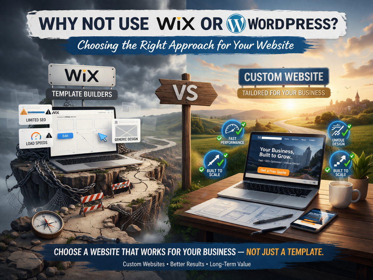Wix vs WordPress vs custom website comparison
