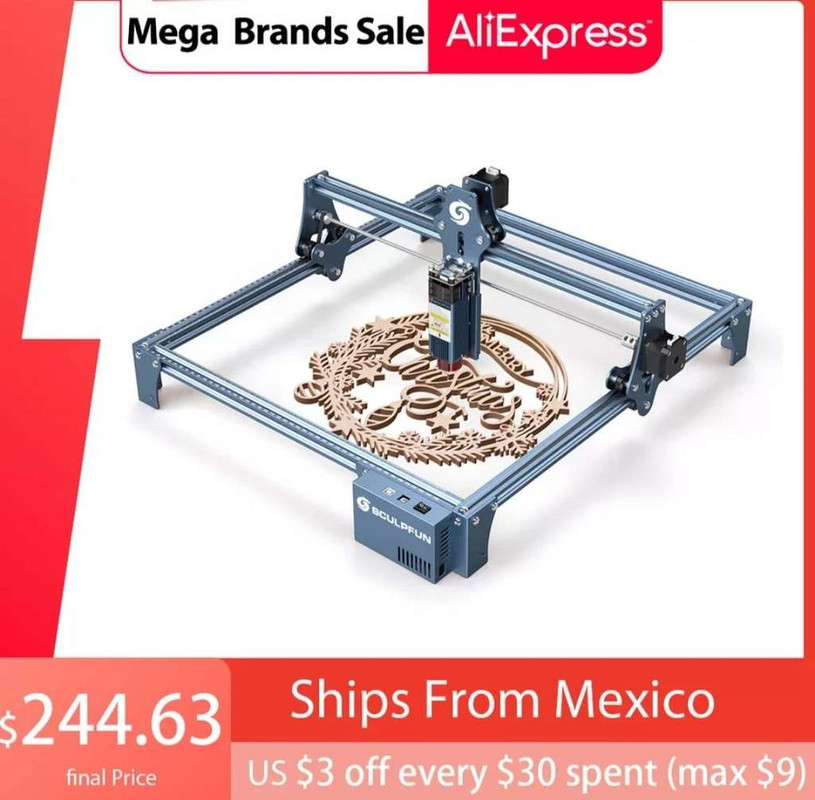 AliExpress: Cortadora láser SCULPFUN S9, enviado desde el almacén de México 
