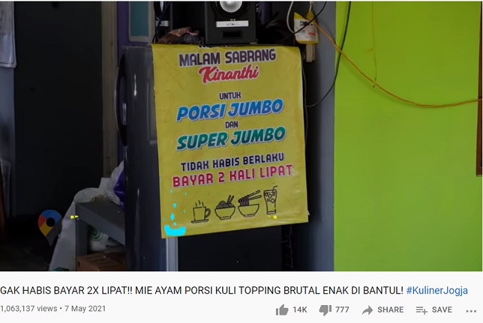 Syarat di Warung Mie Ayam Malam Sabrang Kinanthi, Bantul, DIY.