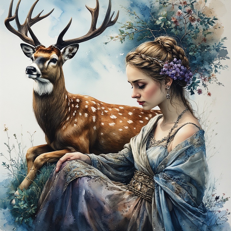 Goddess-Diana-with-a-Stag-wate-8
