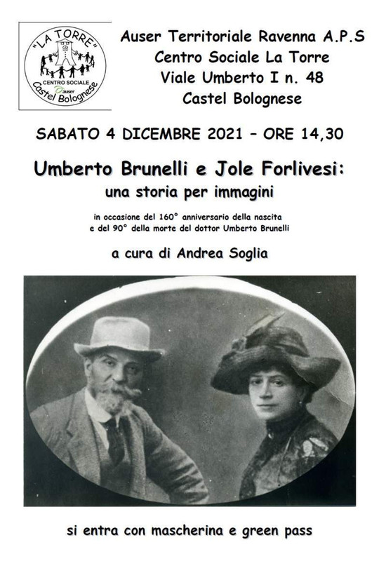 Sabato 4 dicembre al centro Sociale appuntamento con la storia “Umberto Brunelli e Jole Forlivesi. Una storia per immagini”