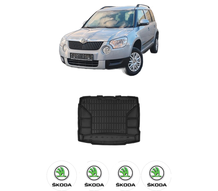 Tavita Portbagaj SKODA YETI (5L) din 2009-2017, Protectie Portbagaj Auto, 4x Stickere auto cu SKODA