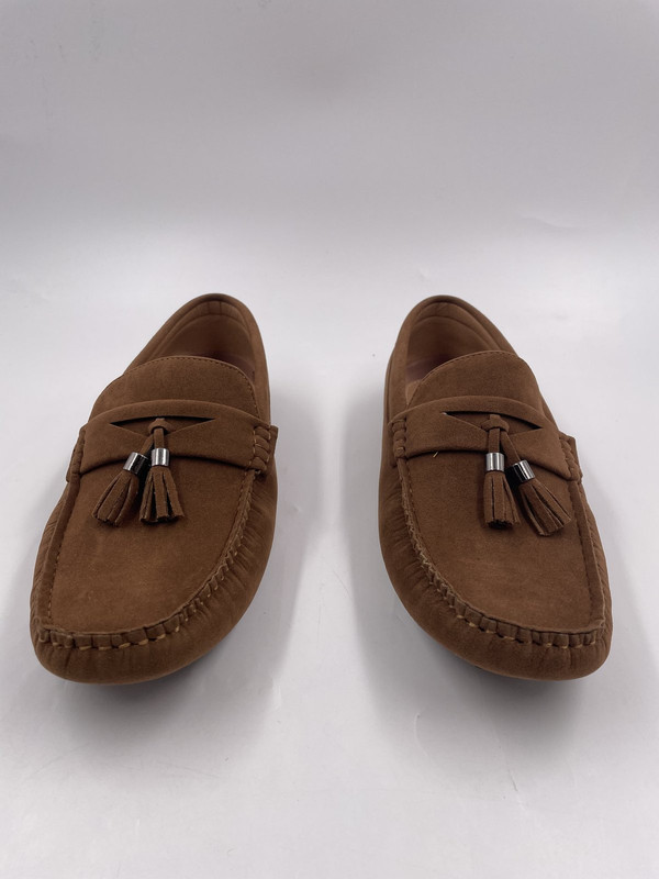 TRUFFLE COLLECTION FAUX LEATHER TASSEL DRIVERS IN TAN 11 MEN